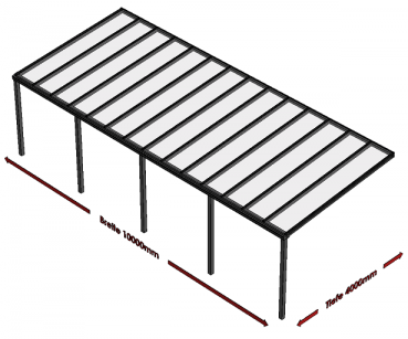 Preview: Überdachung mit VSG 8,76 mm klar, 10 x 4 m